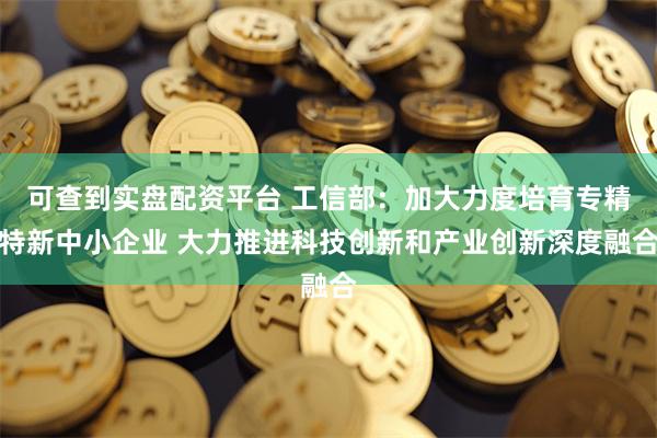 可查到实盘配资平台 工信部：加大力度培育专精特新中小企业 大力推进科技创新和产业创新深度融合