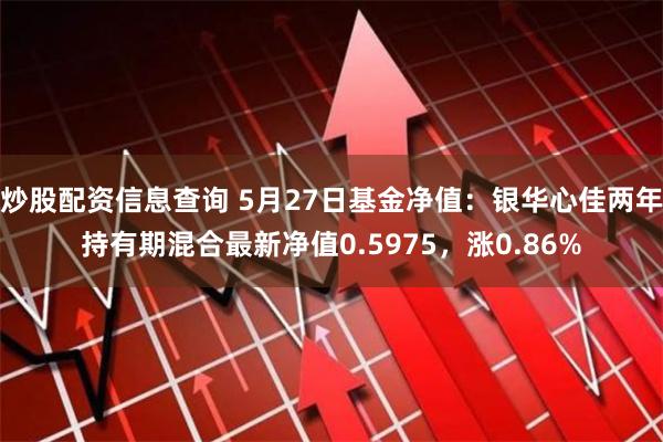 炒股配资信息查询 5月27日基金净值：银华心佳两年持有期混合最新净值0.5975，涨0.86%