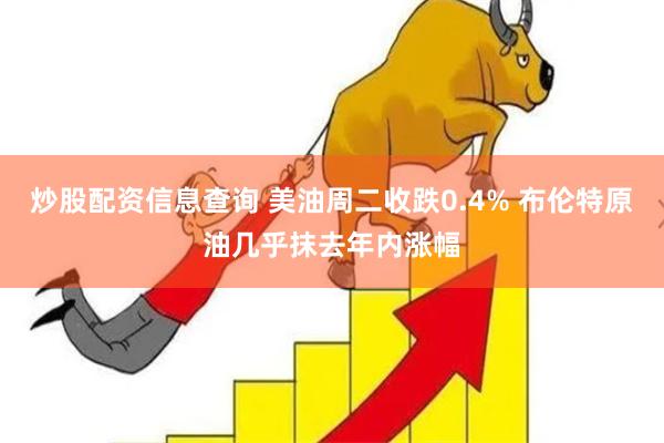 炒股配资信息查询 美油周二收跌0.4% 布伦特原油几乎抹去年内涨幅
