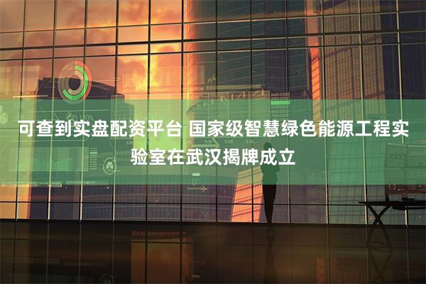可查到实盘配资平台 国家级智慧绿色能源工程实验室在武汉揭牌成立